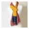 Skinny Silk Kantha Scarf with PomPoms